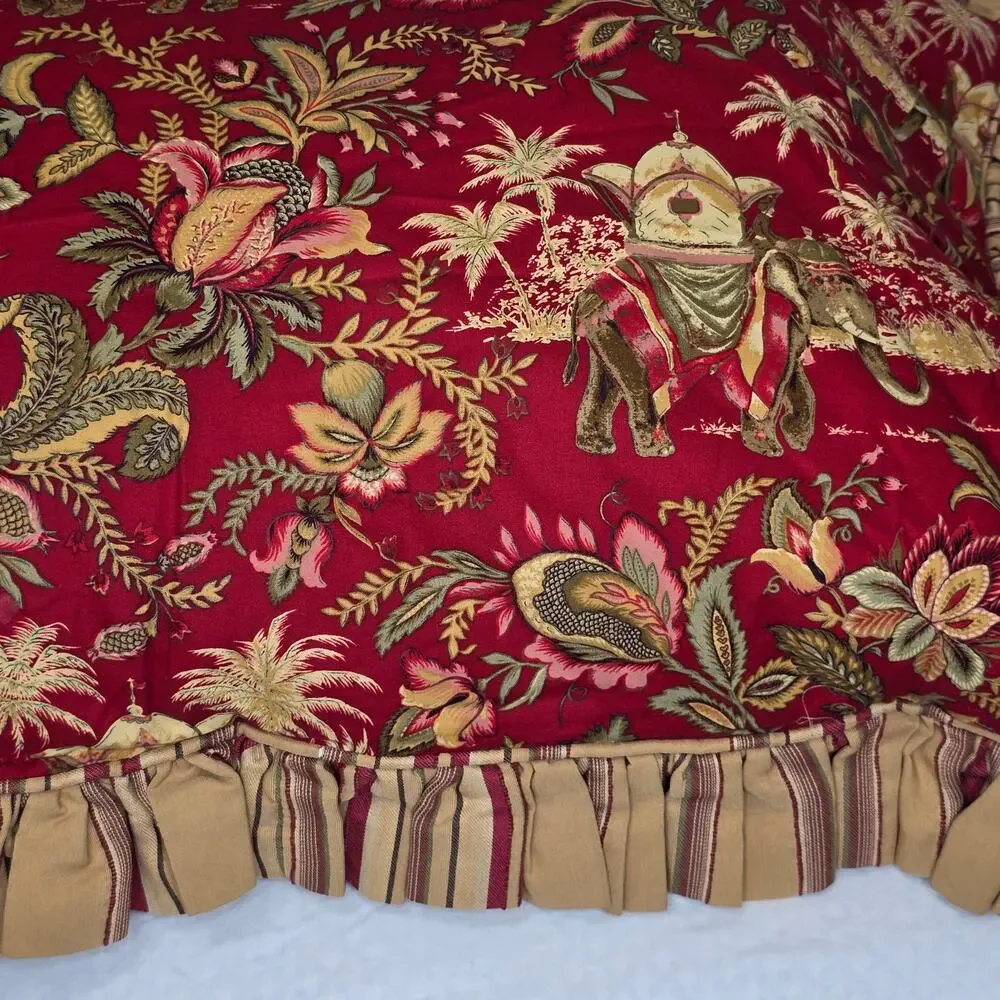 2 pc Custom King Size Tropical Jacobean Jungle Elephants Palm Trees Pillow Shams